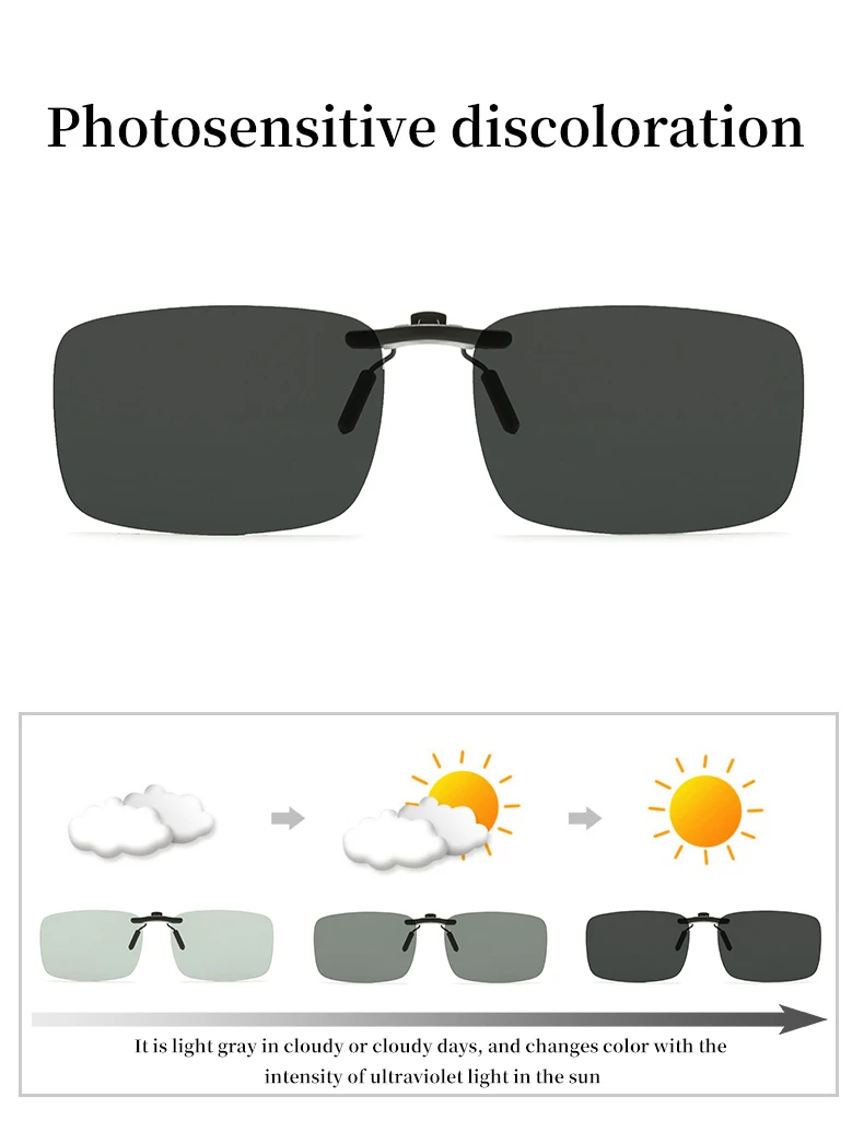 YAMEIZE lunettes de soleil à Clip polarisées sans monture femmes hommes Sport lunettes photochromiques lunettes de soleil Anti-éblouissement Vision nocturne_voghion.com