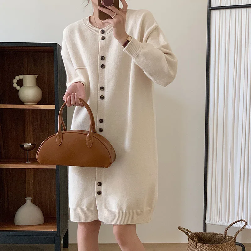 

Cardigan Women Knit Sweater Clothing Single Breasted Long Sleeve Tops Round Neck Knitted Coat Autumn Winter Loose Comfort