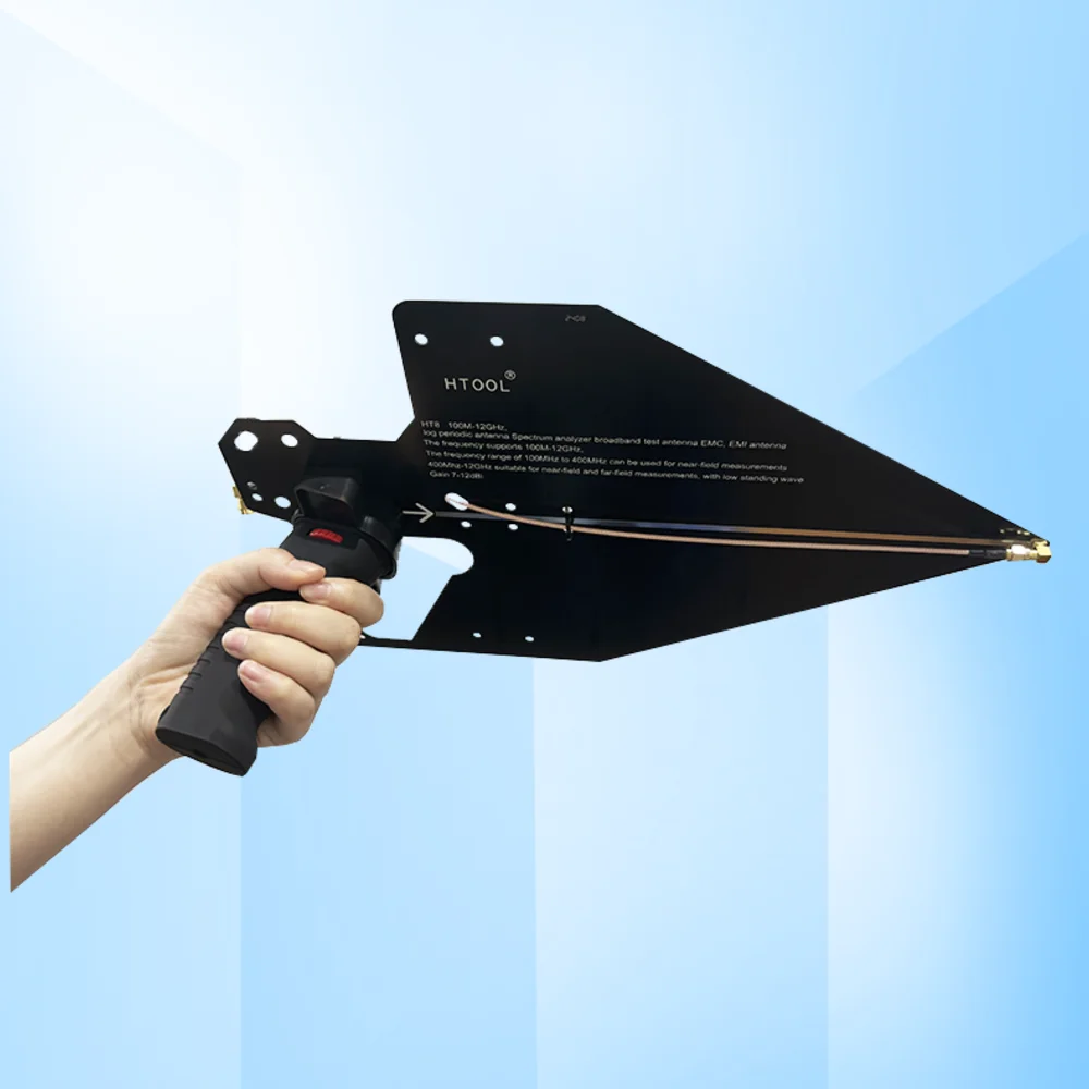 HTOOL 통나무 주기 안테나, 초광대역 패시브 안테나, 수신 및 송신 신호, EMC 테스트, HT8, 100MHz-12GHz, 이득 7-12dBi, 50Ω