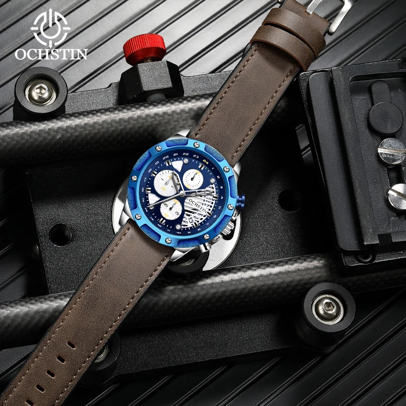 Ochstin New 2024 Pilot Series Personalized Trendy Style Multi functional Quartz Movement Waterproof Watch Men's Quartz Watch