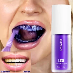 Smilekit V34 Toothpaste Whitening Teeth Repair Teeth White Brightening Tooth Care Purple Corrector Toothpaste Reduce Yellowing
