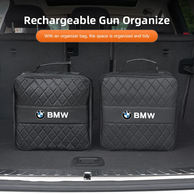 차량 트렁크 가죽 수납 가방 NEV EV 충전 정리함 BMW M E46 E90 E60 F30 G20 X1 X2 X3 X4 X5 X6 X7 i3 i4 i5 i7 M2 M4 용