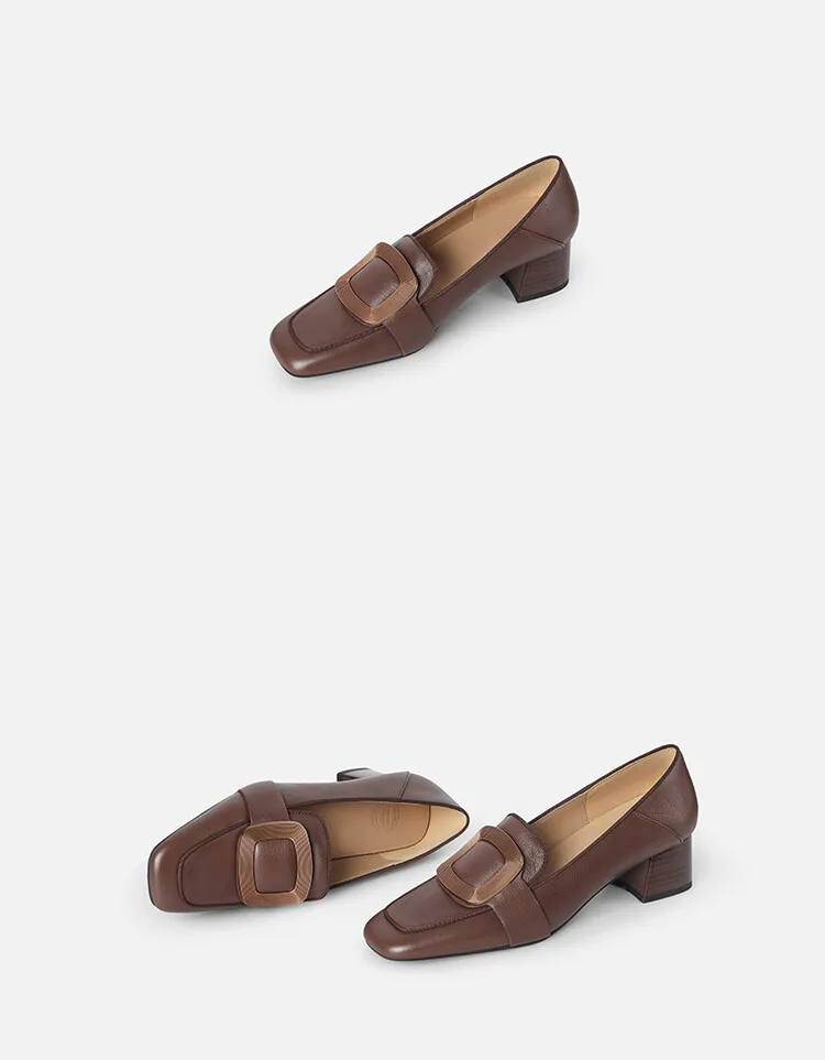 フラットシューズ [LOULOUSEOUL]Buckle Fur Flat Shoes- Brown 루루서울(LOULOUSEOUL) Buckle Fur Flat Shoes (Brown) - 사이즈