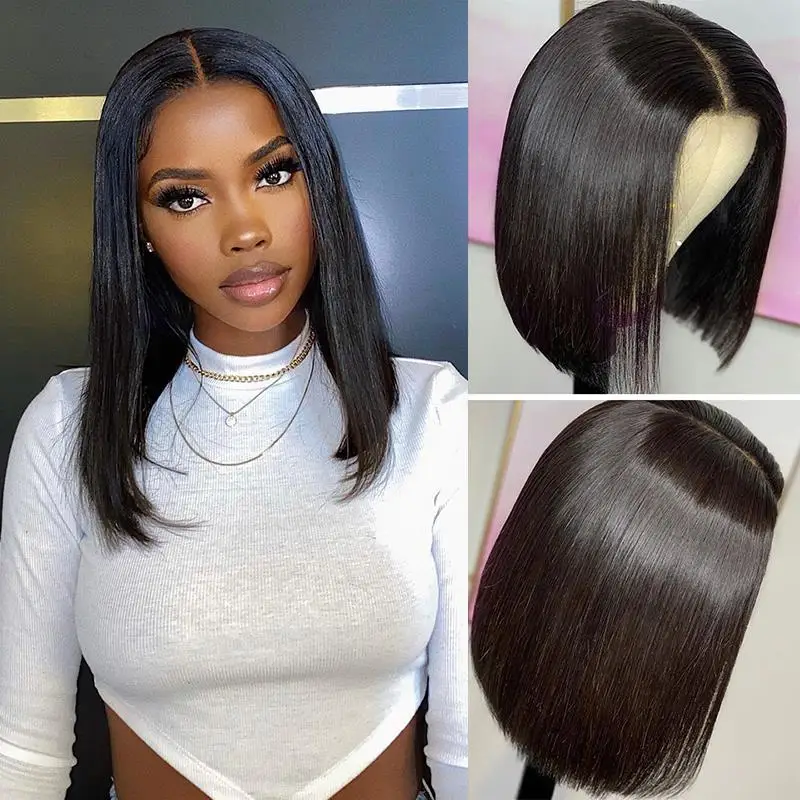 

Short Human Hair Wig Frontal Lace Wigs Human Hair Bob Pre Cut Pre Plucked Wig Bob Front Hairs Curly Brazilian 13x4 Afro
