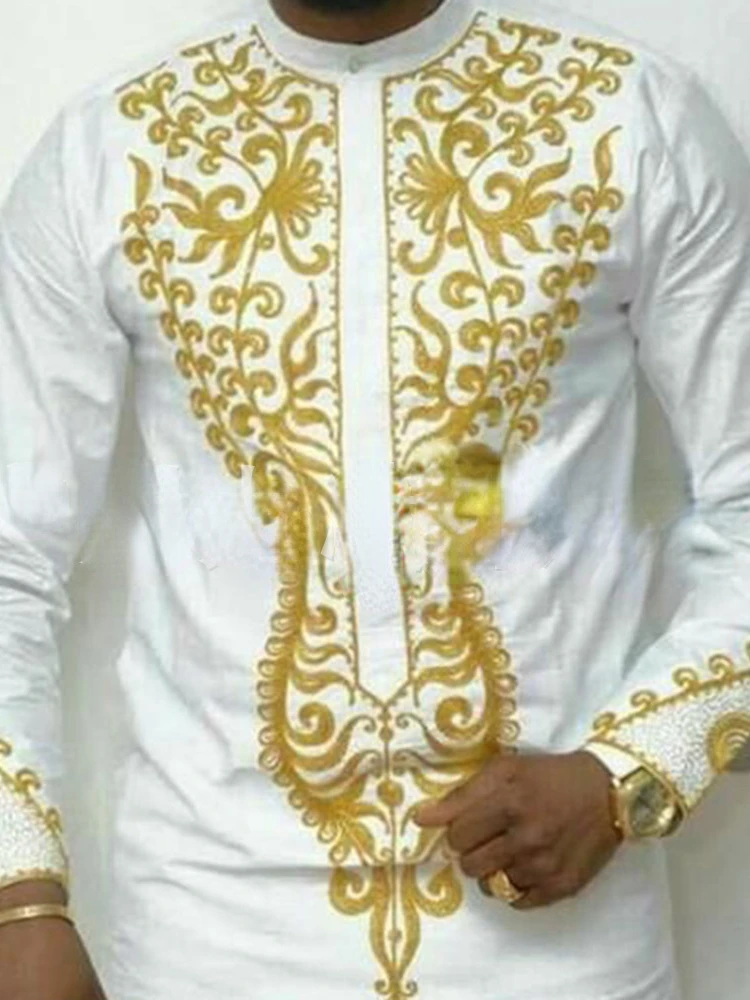 African Islamic Clothing Robe Ethnic Style Men's Spring and Autumn Muslim Clothing Embroidered Mid Length Shirt 2023 New