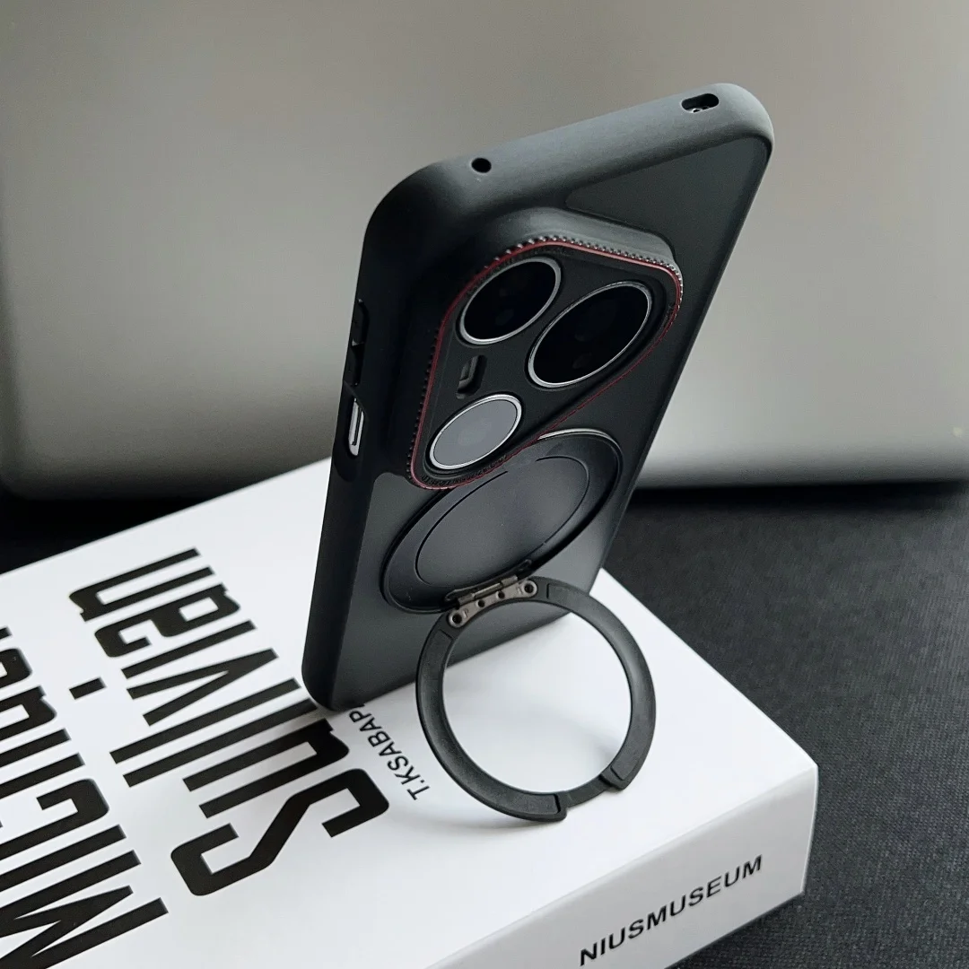 حافظة لهاتف هواوي بورا 80 الترا برو Magsafe شحن مغناطيسي أسود كاميرا دائرية الملمس غطاء الهاتف المحمول