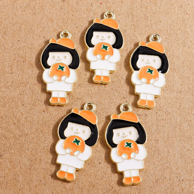 

10pcs 27*14mm Cute Enamel Princess Girls Charms Pendants for Jewelry Making DIY Necklaces Earrings Bracelet Craft Supplies