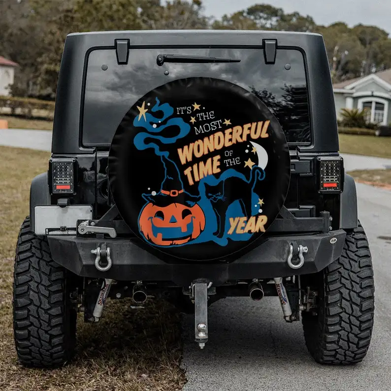 

Halloween Decoration For Car, Camper Spare Tire Cover, RV Tire Cover, Wonderful Time, Car Accessories For Women, Gift For Car Lo