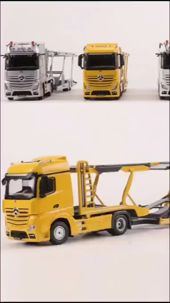 35R-002 GCD 1/64 ACTROS GIGASPACE 6×2 GCD 1:64 Actros Double Deck Trailer Silver /Black LHD