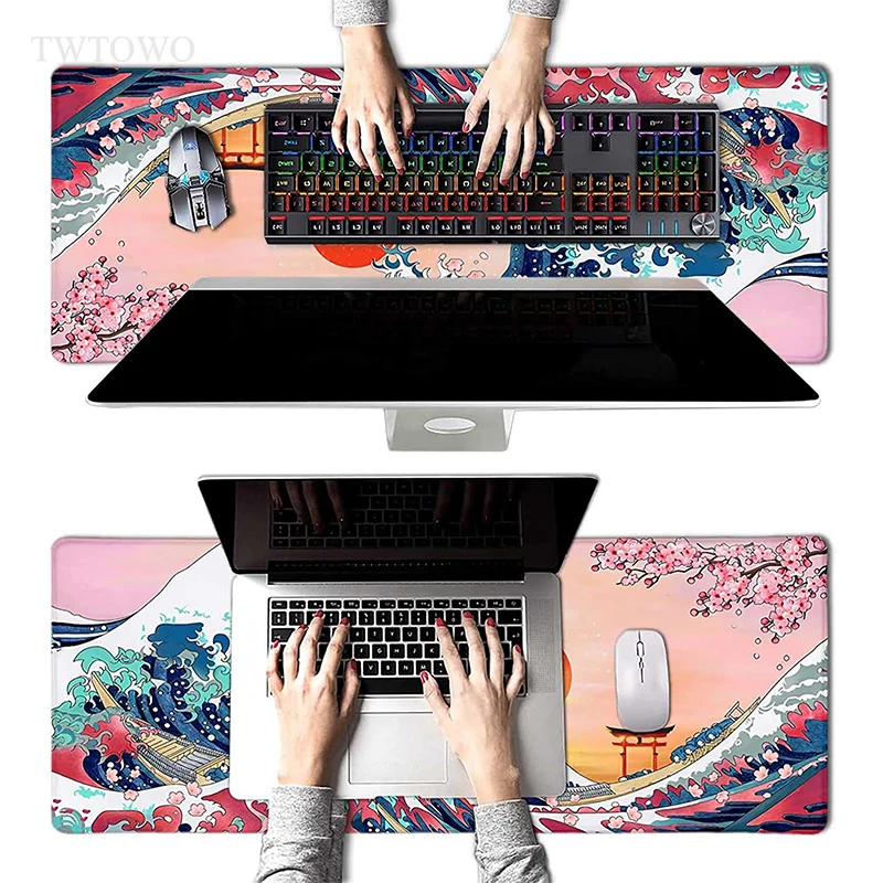 Japão Grande Onda Gaming Mouse Pad Gamer xl Custom Home Mousepad Tapete de Borracha Natural Macio Tapete de Teclado pc Novo Xxl - Imagem 3