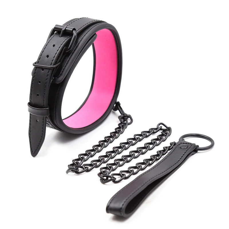 Bdsm Collar Leather Iron Chain Link Bdsm Slave Collars Bondage Collar Bdsm Sex Toys For Women Couples Adults Sexy Toys Sex Shop