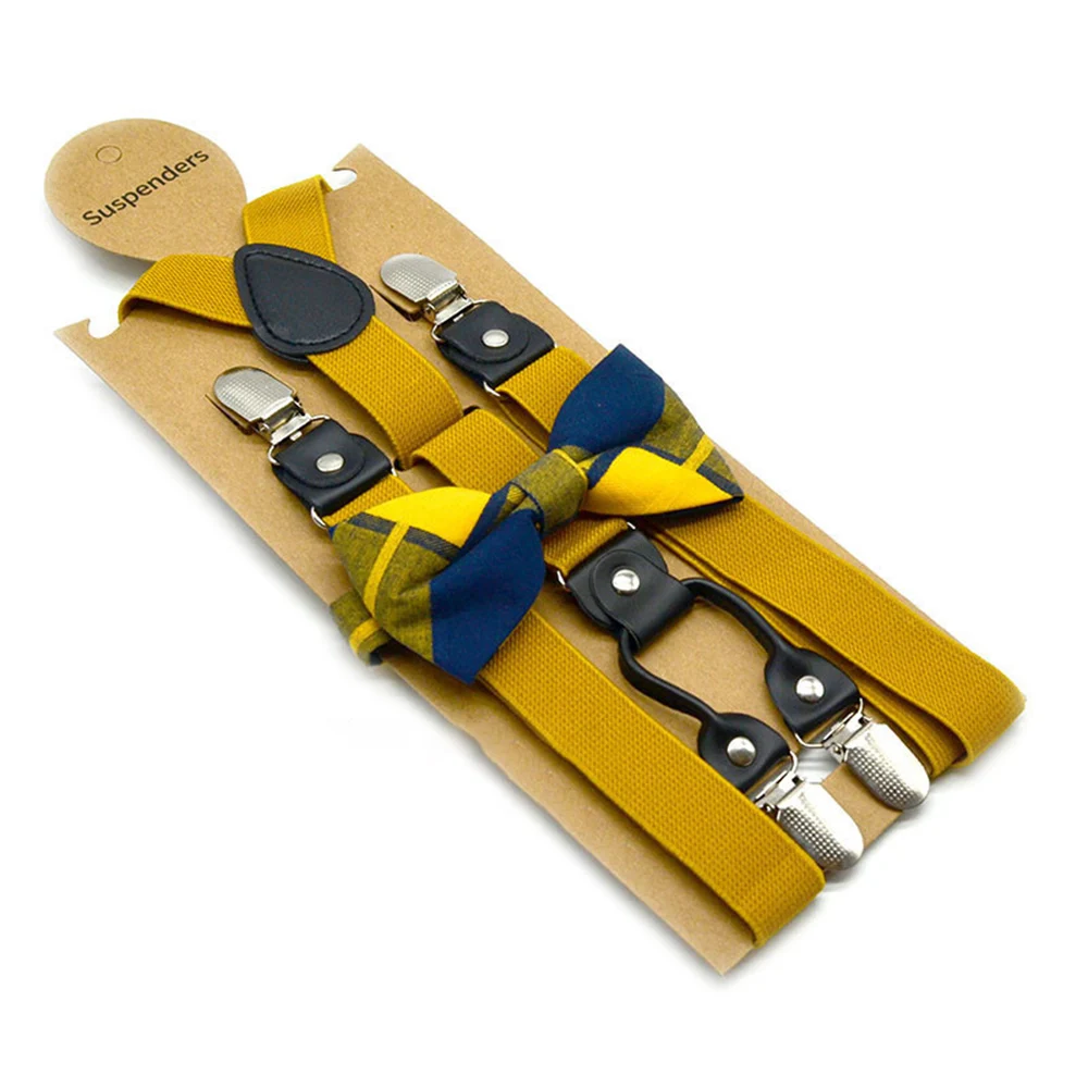 Solid Color Bowknot Elastic Leather Suspenders Braces Men Women Adjustable Straps For Wedding Suit Skirt Accessories Gift