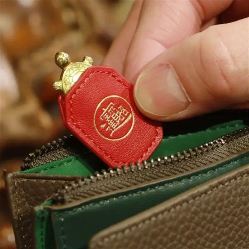 Fengshui Lucky Turtle Wallet Charm Money-biting Turtle Ornaments Decor For Longevity Protection & Financial Stability