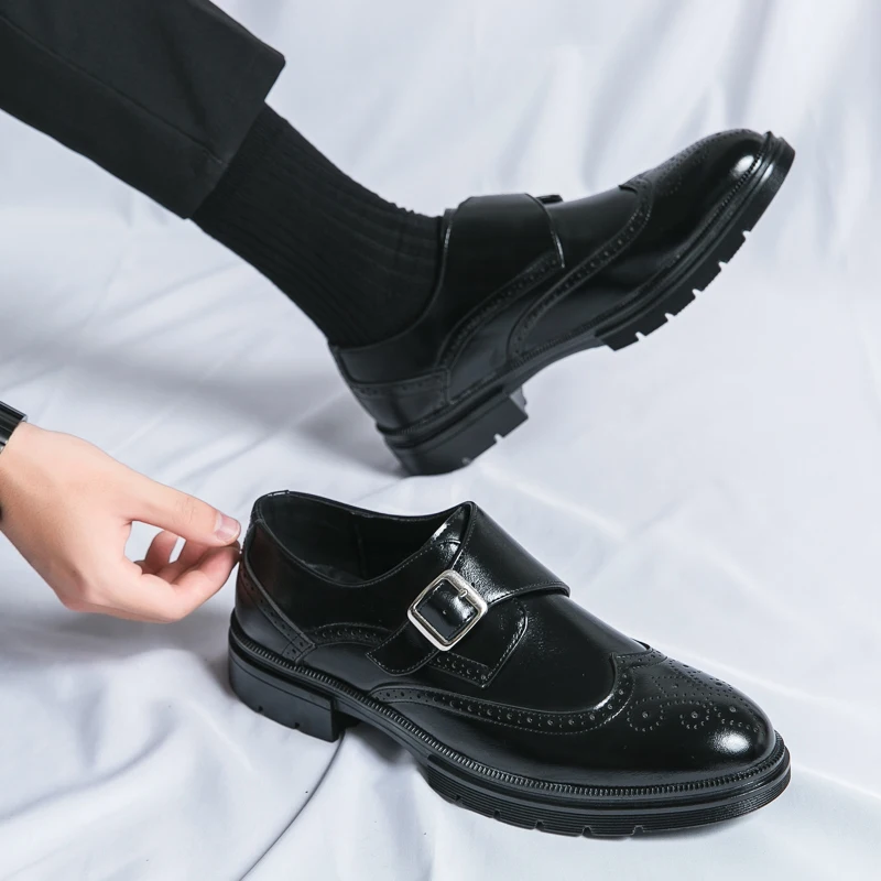Brown Classic Derby Shoes Men Black Dress Wedding Shoes Men's Formal Leather Handmade Office Business Size 38-46
