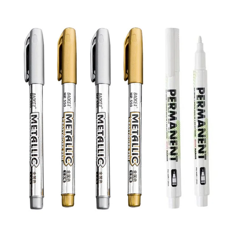 White Marker Pen Gold Silver Oily Waterproof Plastic Gel Pen for Writing Drawing White DIY Album Graffiti Pens Stationery permanent marker pen white marker pens marker pens permanent marker permanent markers markers pen 2pcs