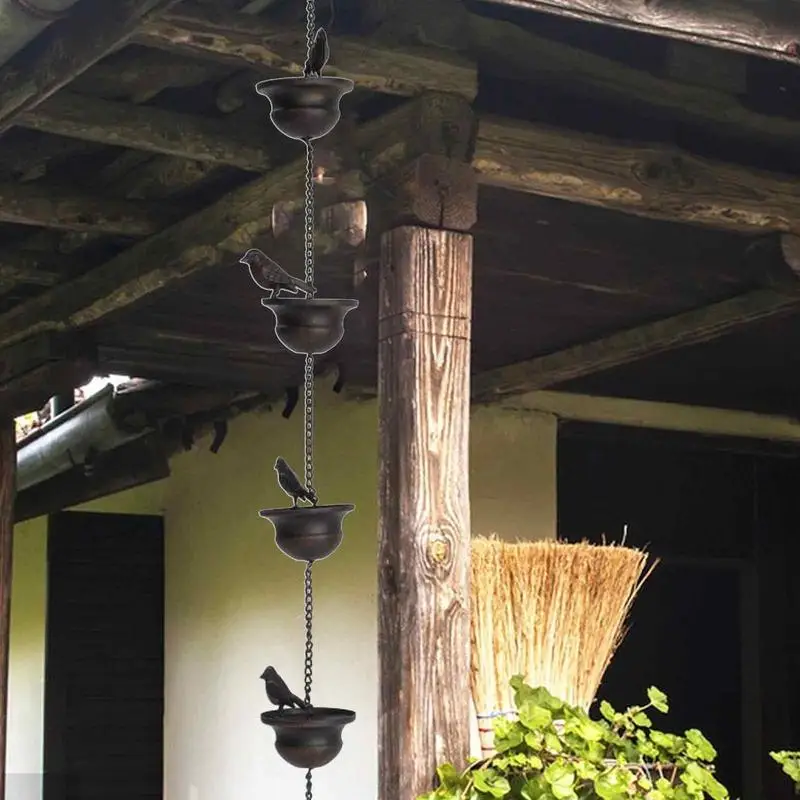 

8 Birds On Cups Gutters Downspout Rain Chains With Attached Hanger Gifts Tea Table Decorations Desk Decor Craft For Home Office