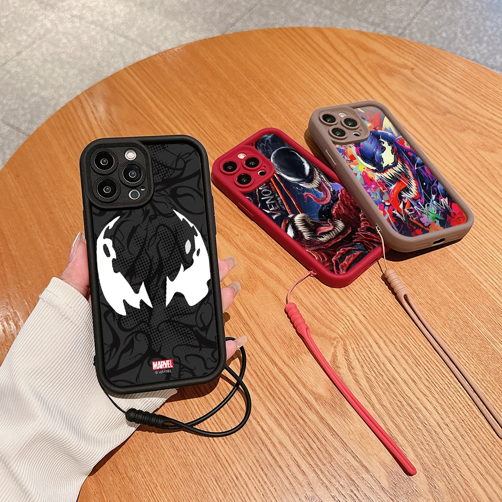 

Marvel Venom Phone Case For Samsung A03 A04 A05S A10S A11 A12 A20S A21S A13 A14 A54 A34 A53 A33 A35 Cover With Hand Strap
