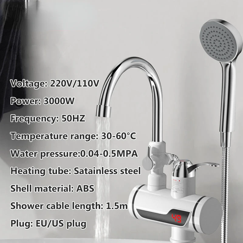 Electric Instant Hot Water Faucet Water heater Fast heating LED Temperature Display