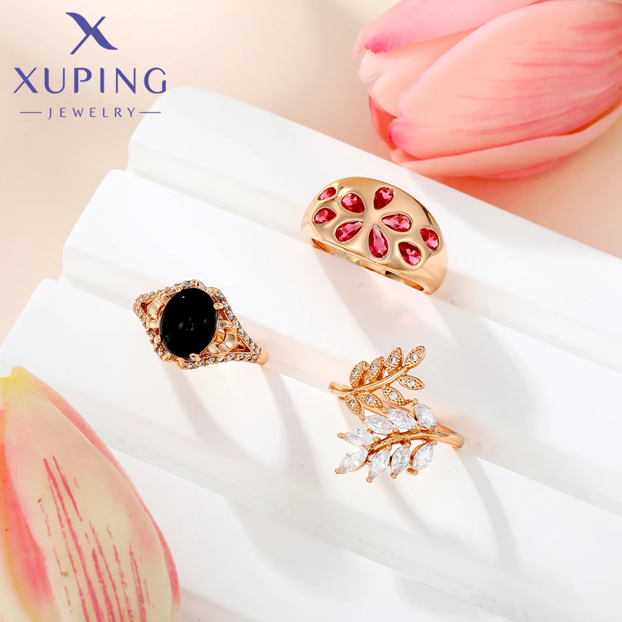 Xuping Jewelry Fashion Charm Mixed Rings Group Popular Rings for Women Gold Plated Party WeddingGift 3
