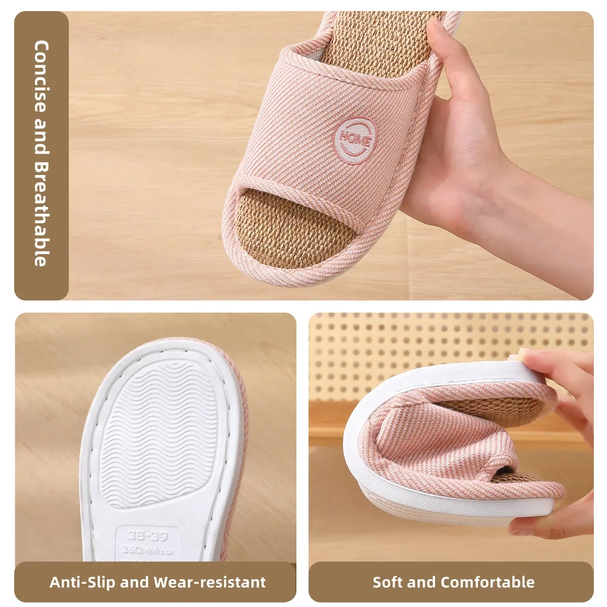 Linen Slippers Breathable Women Men Slides Couples Bedroom Anti-slip Shoes Indoor Soft Sole Sandals Home Shoes Comfort Flats non slip slippers,soft slippers,linen slippers,soft non slip slippers