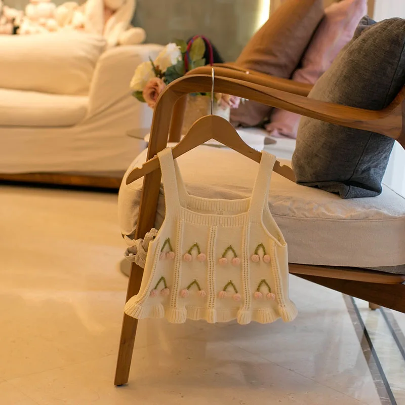 Girls Knitted Floral Vest