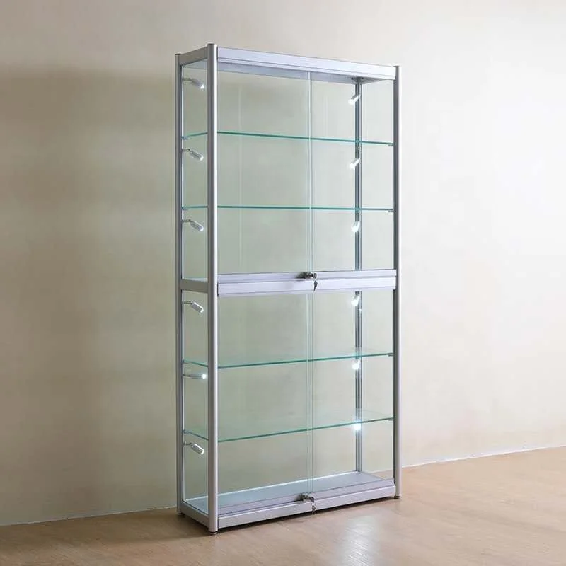 커스텀 저렴한 매장 가구 LED 조명 유리 디스플레이 쇼케이스, 유행 디스플레이 캐비닛, Vitrine