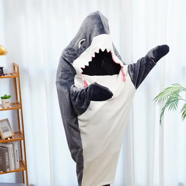 Felpa con cappuccio in pile indossabile coperta Shark sacco a pelo pigiama  con cappuccio coperte animali indossabile coperta di squalo felpa con  cappuccio per uomo e donna - AliExpress