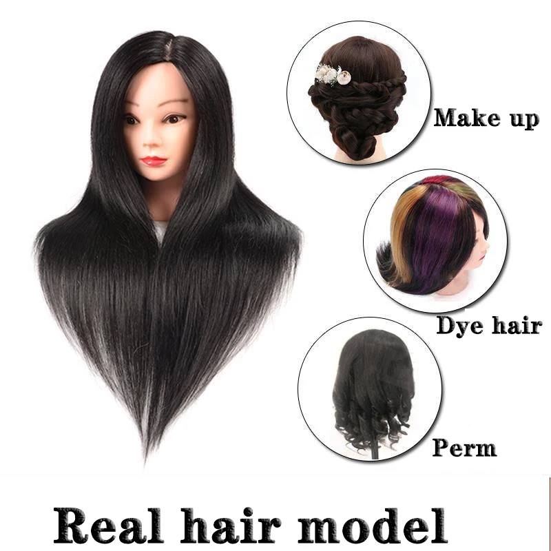 100% Real Human Hair New Practice Model Beauty Salon Head 18 Inches ...