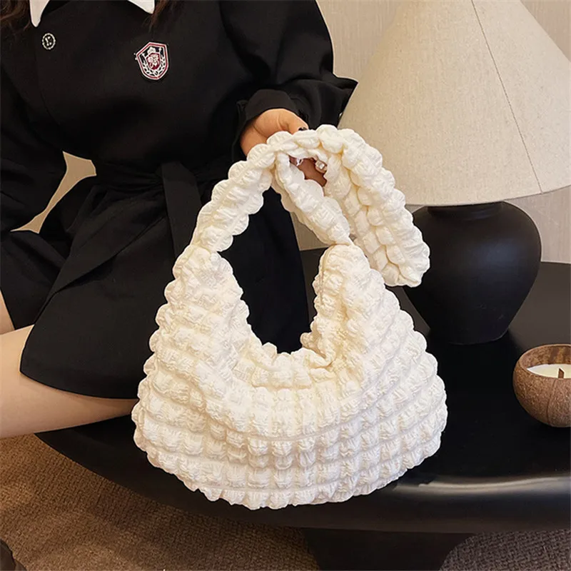 New Women's Bag, Fashionable Large Capacity Cloud Cross Bags, Bubble Tote Bag, Commuting Niche Pleated Casual Puff Shoulder Bag