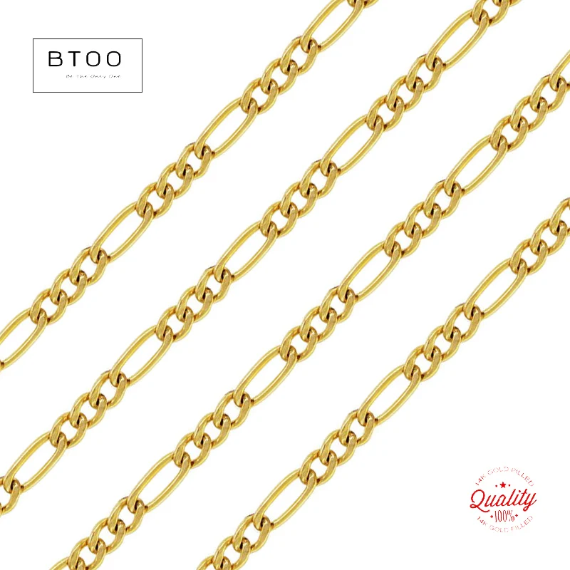 

2.4mm New Figaro 3+1 Chain Footaga Links Loose Unfinished Chain 14K Gold Filled Wholesale BULK DIY Jewelry Finddings