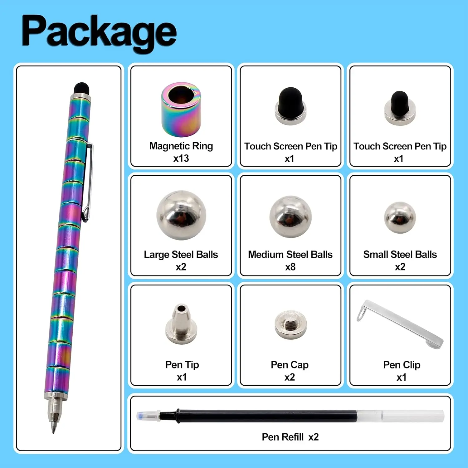 Magnetic Fidget Pen Toy EDC Anti Stress Relief Toys Fidgeting Antistress Anxiety Sensory Toy Magnet Pen for Adult Autism ADHD Fidget Toys