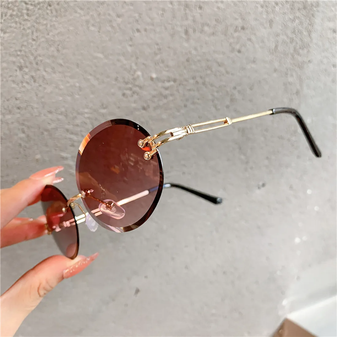 Vintage cat eye zonnebril dames retro gradient metalen frame_voghion.com