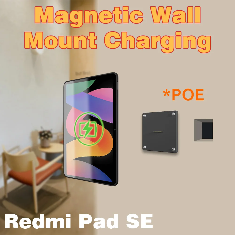 POE Magnetic Wall Mount with Charging Case for redmi pad SE 11inch 18W Quick Charge Strong Magnets  in-Wall 2