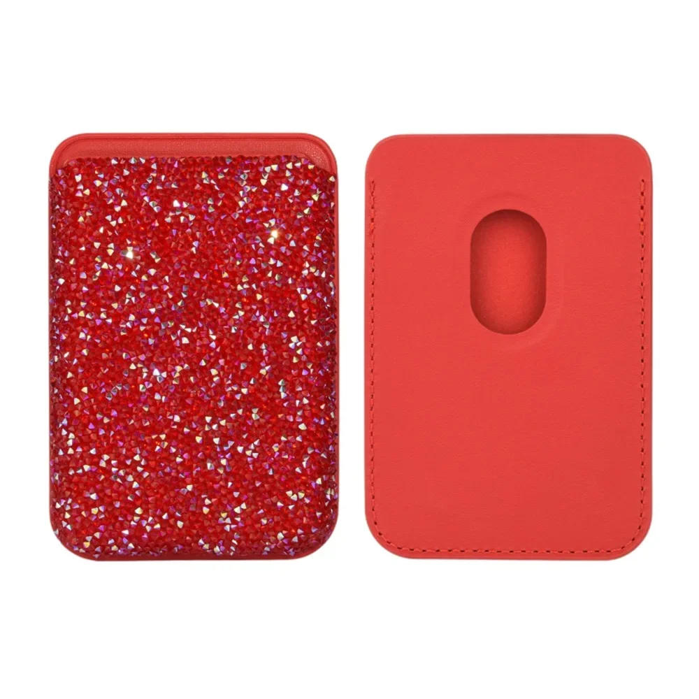 Luxury Diamond Magnetic Leather Wallet Card Holder Case