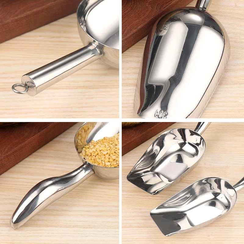 Ice Cube Scoop Ice Shovel Scoop Ice Cream Scoop Stainless Steel Ice Shovel Coffee Beans Ice Cube Scoop Bar Scraper Flour Nut Spoon Grain Dry Goods Shovel