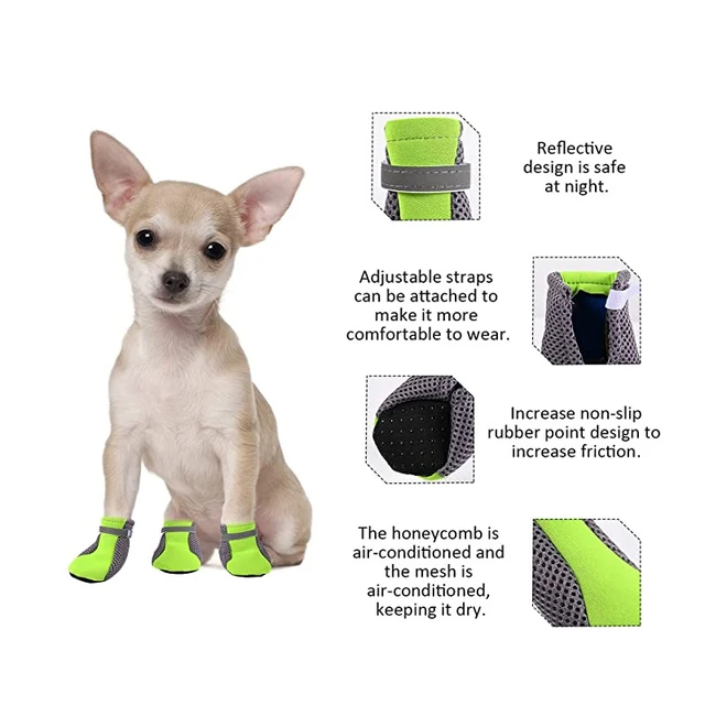 Pet Dog Shoes Breathable Waterproof Outdoor Walking Net Soft Summer Pet Shoes Night Safe Reflective Boots for Small Medium Dogs 3