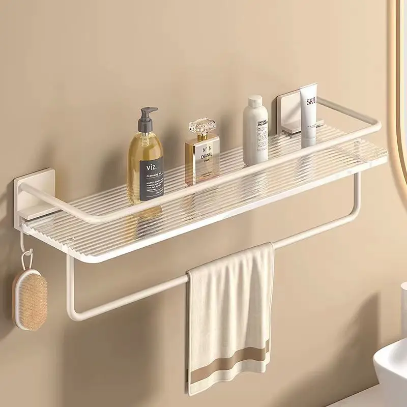Bathroom Storage Rack Acrylic Transparent Wall Cosmetic Makeup Shampoo Rack Shower Shelf No Drill