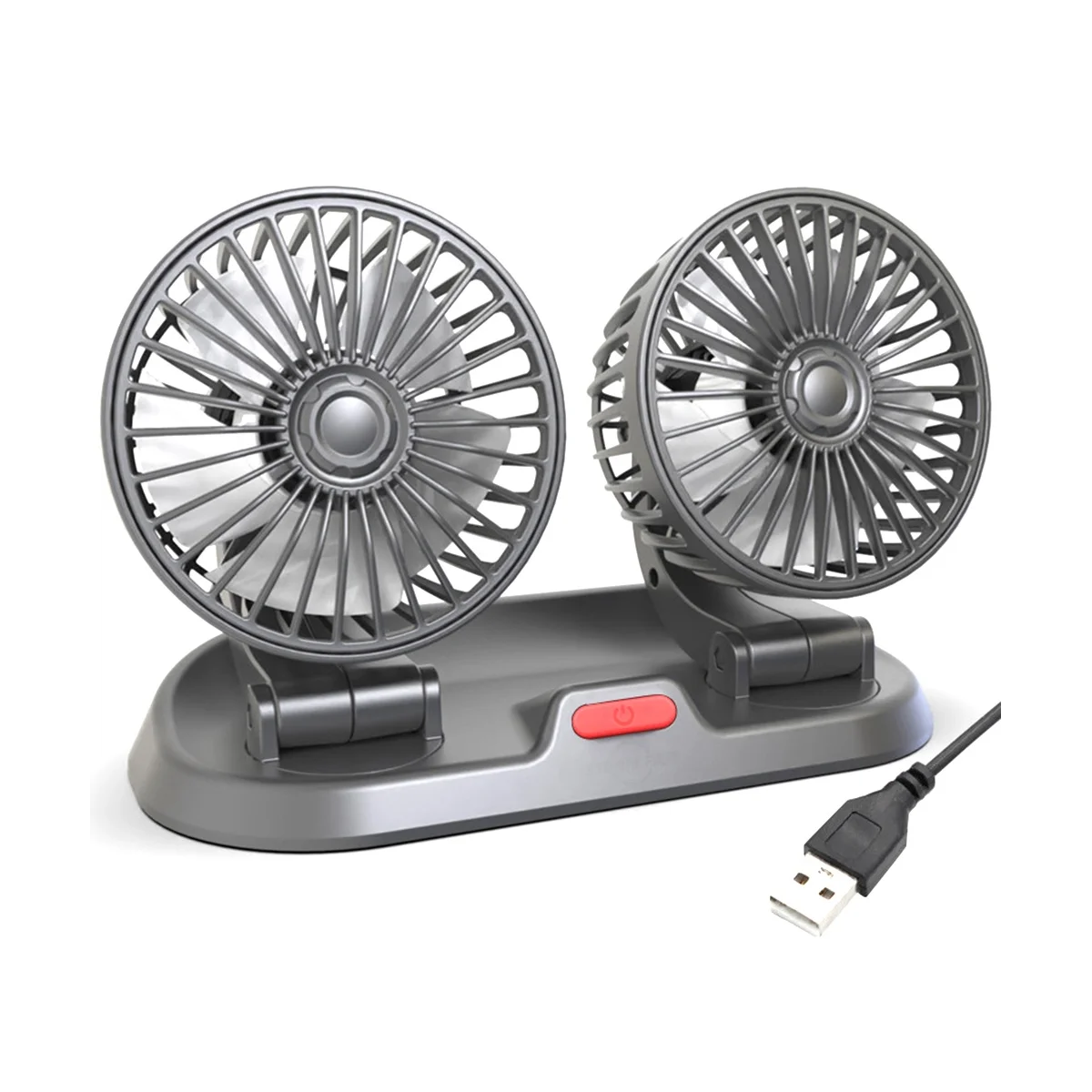 

USB Car Fan Double Head Fan Portable Auto Cooling Fan Cooling Big Wind Electric Fan Car Folding Fan for Car Household