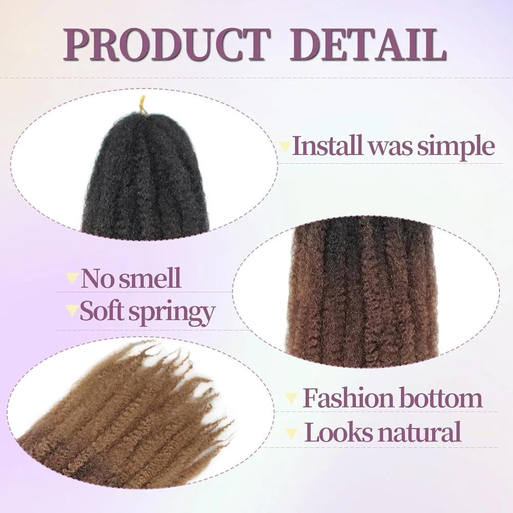 Synthetic Marley Hair 18 Inch Marley Twist Hair Twist Marley Braiding Hair for Faux Locs Crochet Hair Extensions 24strands/Pack