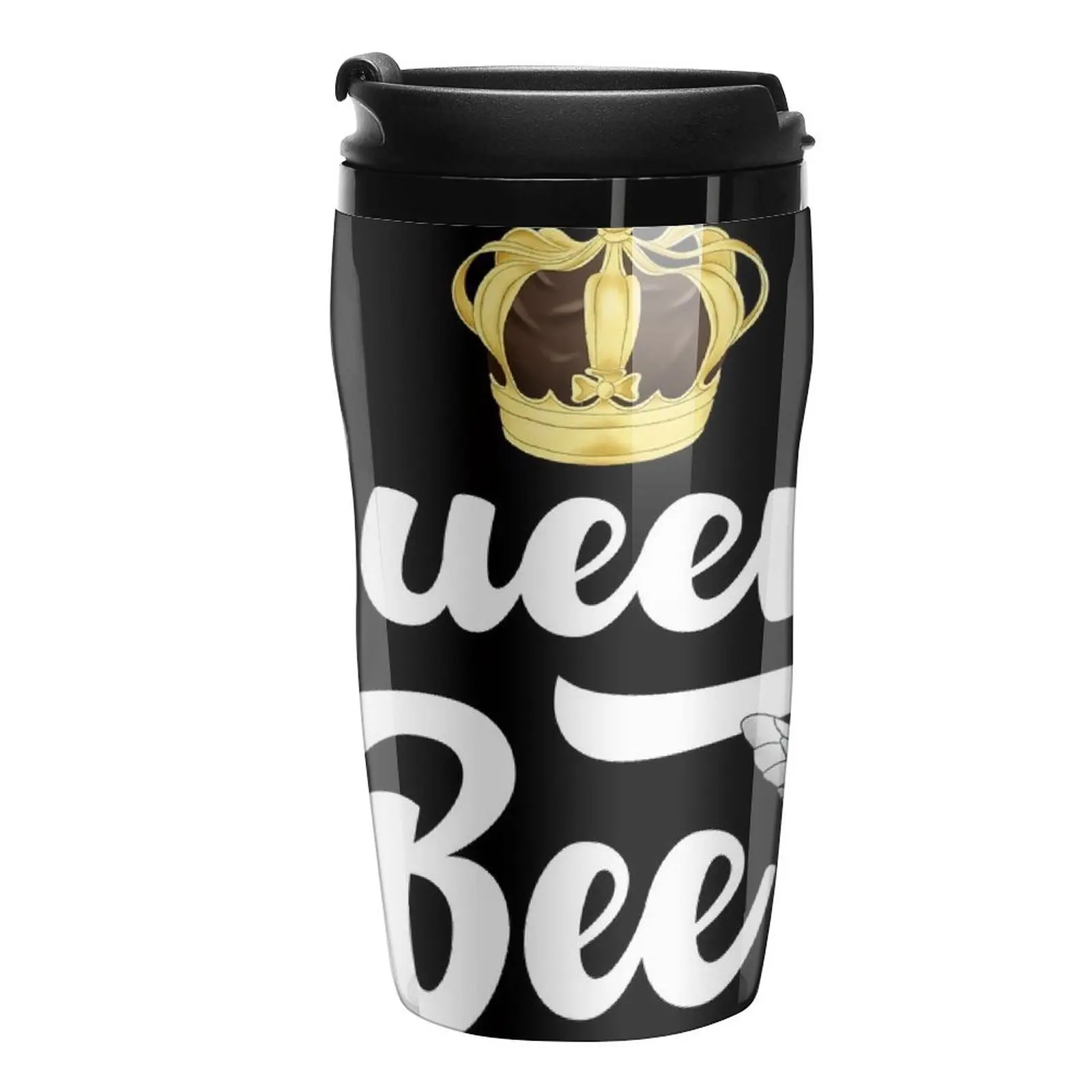 

Queen Bee Design with Royal Crown - Black, White and Gold Travel Coffee Mug Mug Coffee Cup Thermos Coffee Coffee Set