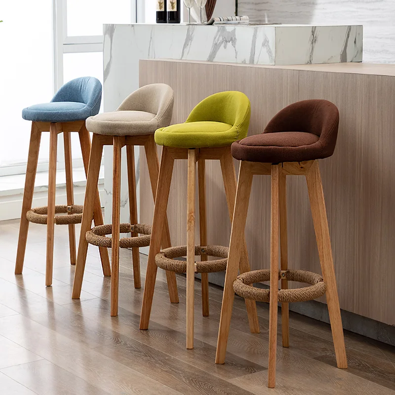

Lounge Designer Nordic Bar Chairs Wood Style Modern Minimalist Counter Bar Stools Living Room Home Barkrukken Salon Furniture