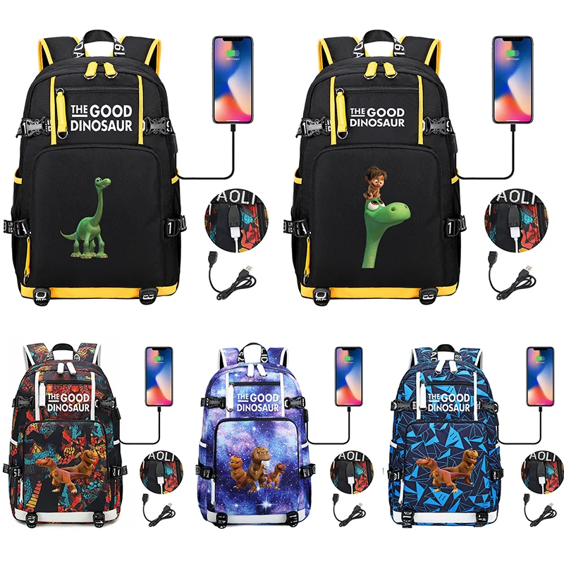 

The Good Dinosaur Multifuction Boys Students Schoolbag Large Capacity Laptop Bag Waterproof USB Charging Backpack Mochila