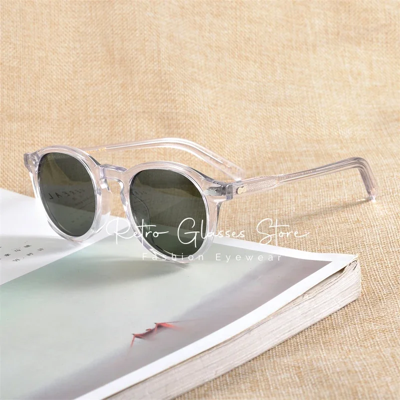 Women's Sunglasses Retro Round Men Women Sunglasses Miltzen Acetate Polarized UV400 Classic Sun Glasses with Brand Case