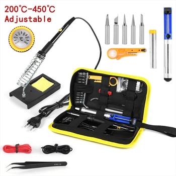 60W Soldering Iron Kit – Adjustable Temperature, 15-in-1 Set, EU Plug, DIY Repair Tools. 1