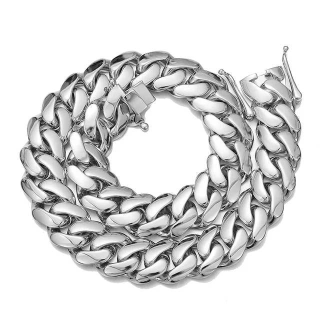 Colliers chaîne cubaine dense en acier inoxydable couleur or, style Hip Hop Bling, pour hommes, bijoux de rappeur, livraison directe 5 Colliers chaîne cubaine dense en acier inoxydable couleur or, style Hip Hop Bling, pour hommes, bijoux de rappeur, livraison directe 5