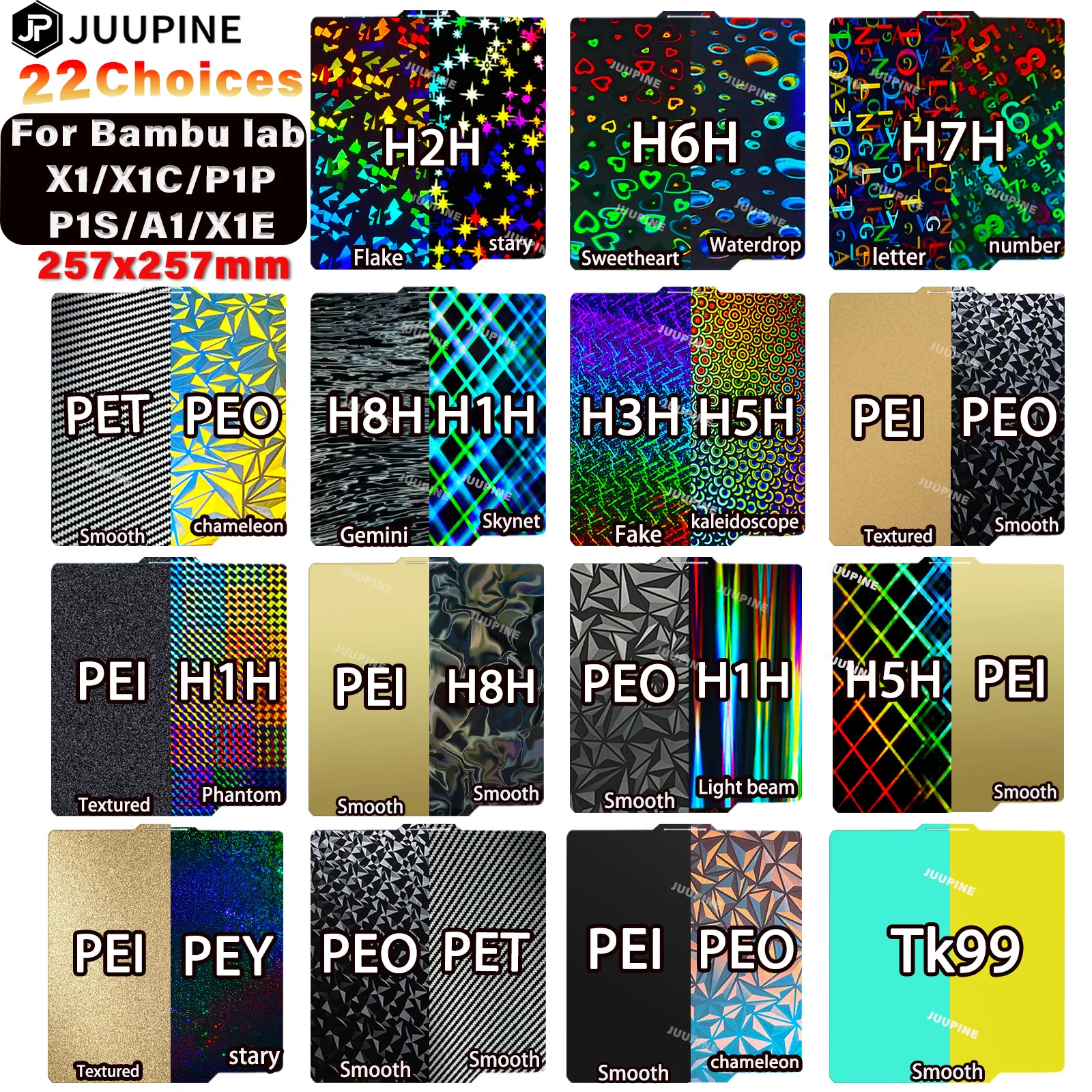 JUUPINE Pour Plaque De Construction Bambulab 257x257 Tôle D'acier à