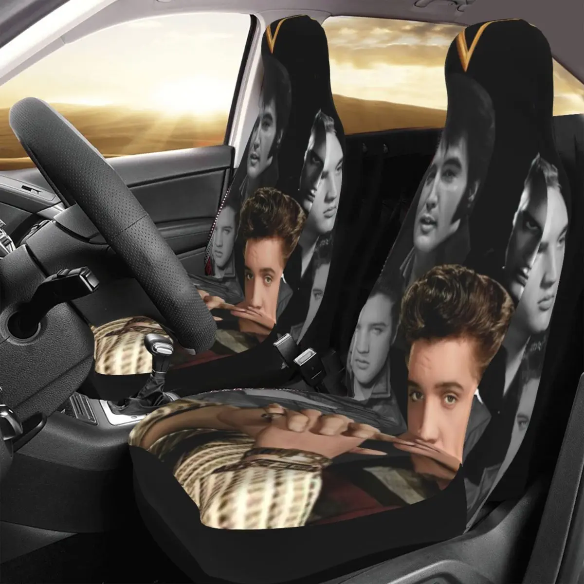 

Elvis Presley Car Seat Cover Custom Printing Universal Front Protector Accessories Cushion Set