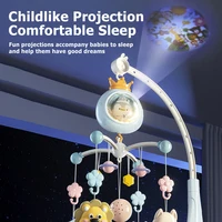 ​ Meuble de berceau pour bébé avec projecteur et veilleuse, jouet rotatif musical télécommandé avec berceuses apaisantes pour nouveau-nés 2