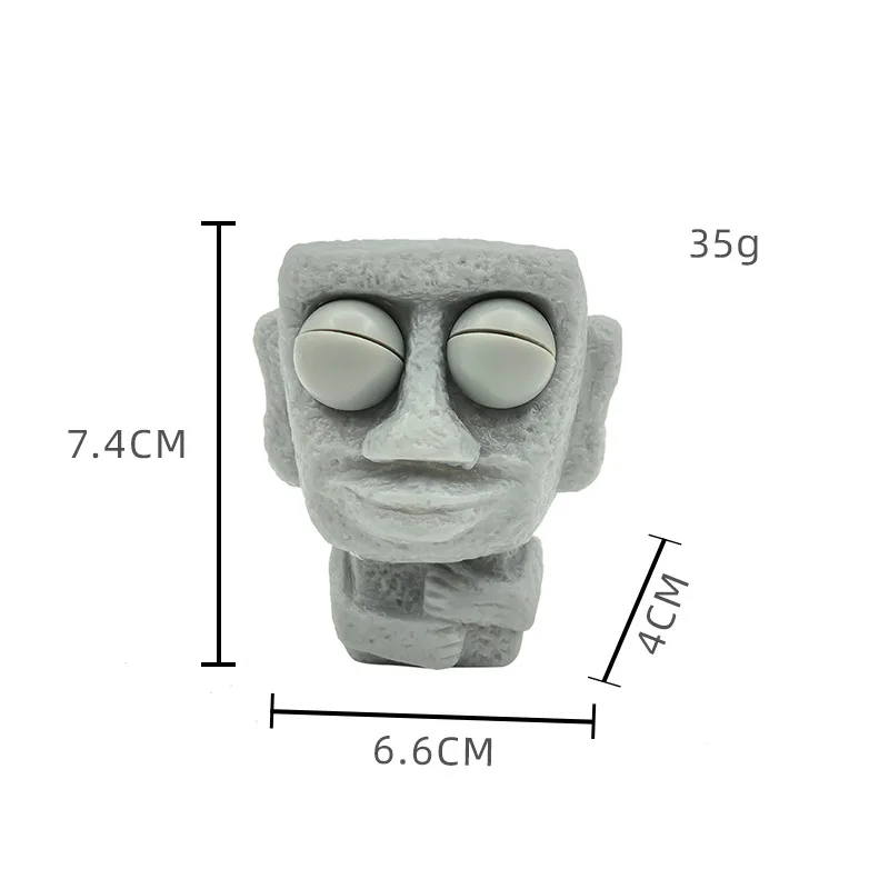 Stone man Releases Stress Toy Slowly Rebounds Soft Moai Statue Squeeze Eyes Interested Expression Relaxes Stress Children's Gift 5