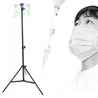 Portable IV Pole Drip Bag Stand Height Adjustable Foldable IV Pole 4 Hooks 3 Legs Aluminum Alloy for Hospitals Clinics 2